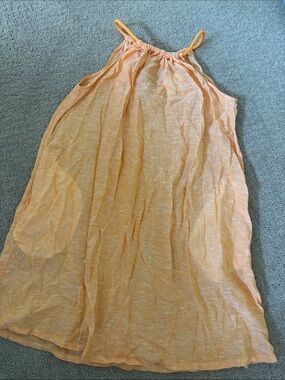 Orange Halter Sheer Summer Dress Cover up